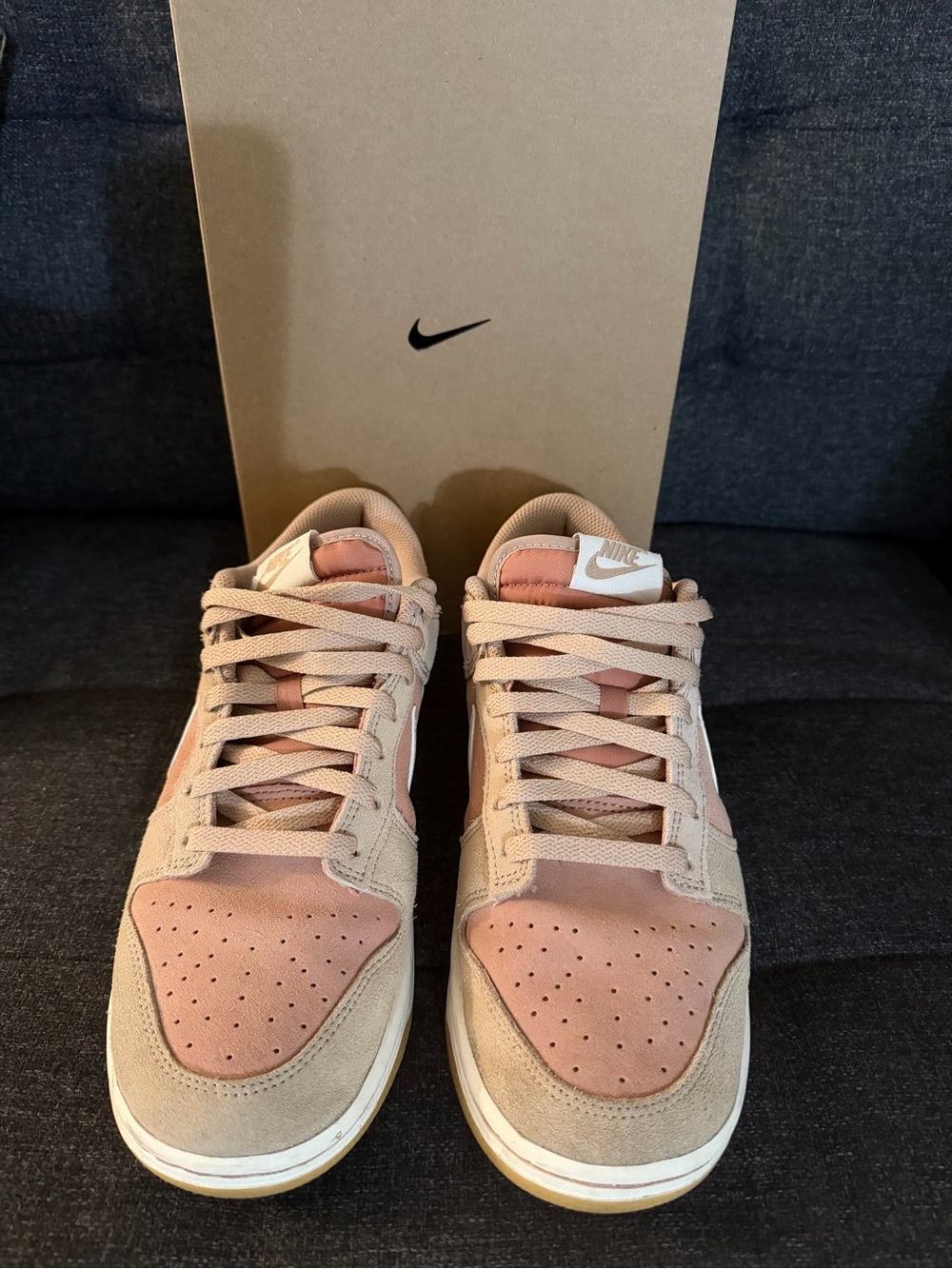 Nike Men’s Low-Top Sneakers in Dusty Pink and Tan Suede